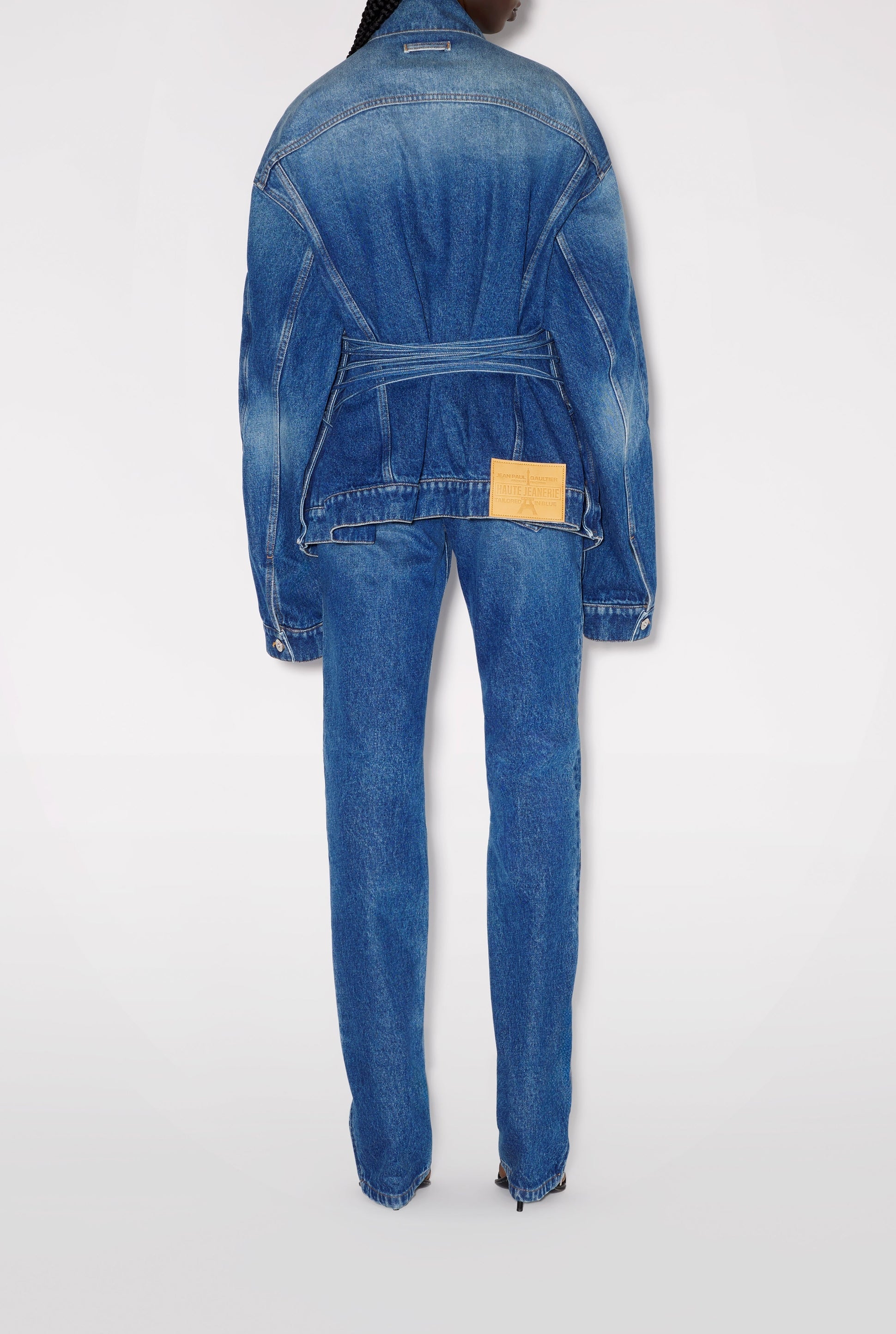 Veste cintrée à lacets en denim - Vintage Blue