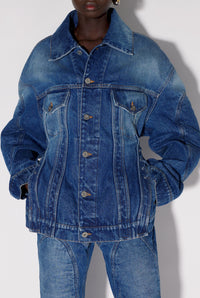 Veste cintrée à lacets en denim - Vintage Blue