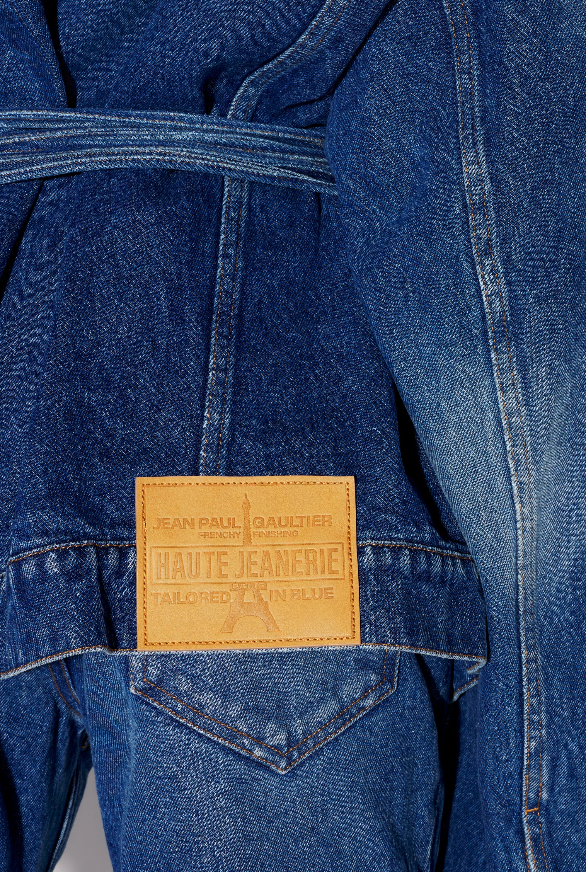 Veste cintrée à lacets en denim - Vintage Blue