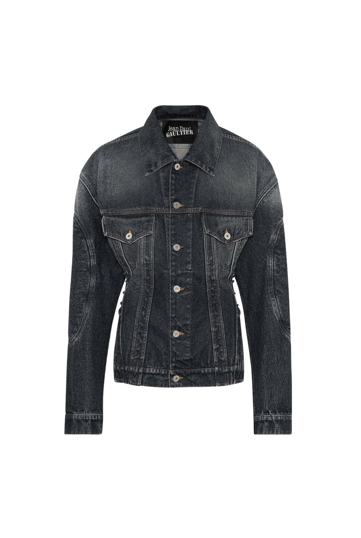 Veste cintrée à lacets en denim - Vintage Black