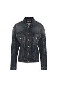 Slim-fit denim lace-up jacket - Vintage Black
