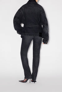 Slim-fit denim lace-up jacket - Vintage Black