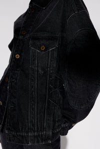 Slim-fit denim lace-up jacket - Vintage Black