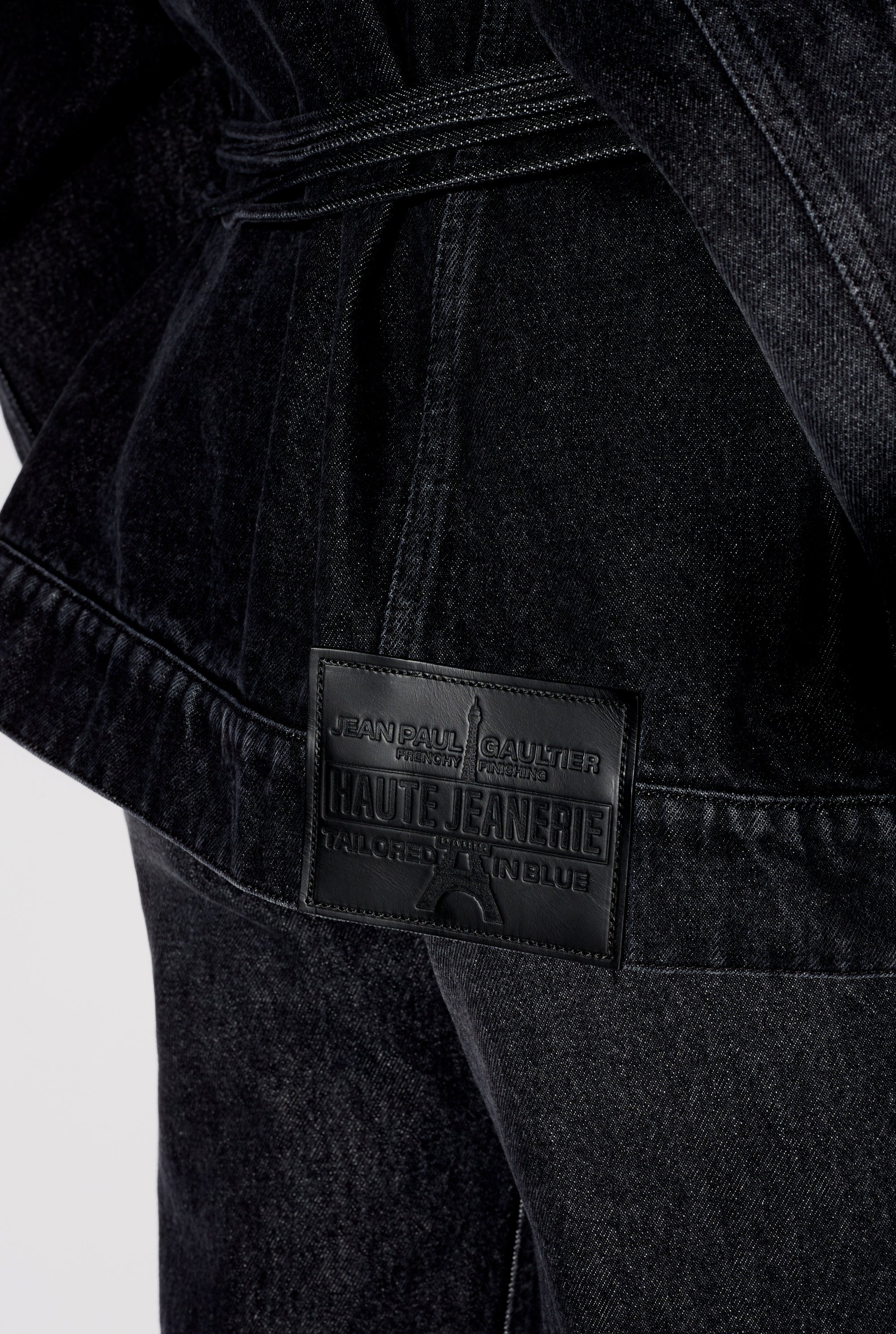 Slim-fit denim lace-up jacket - Vintage Black