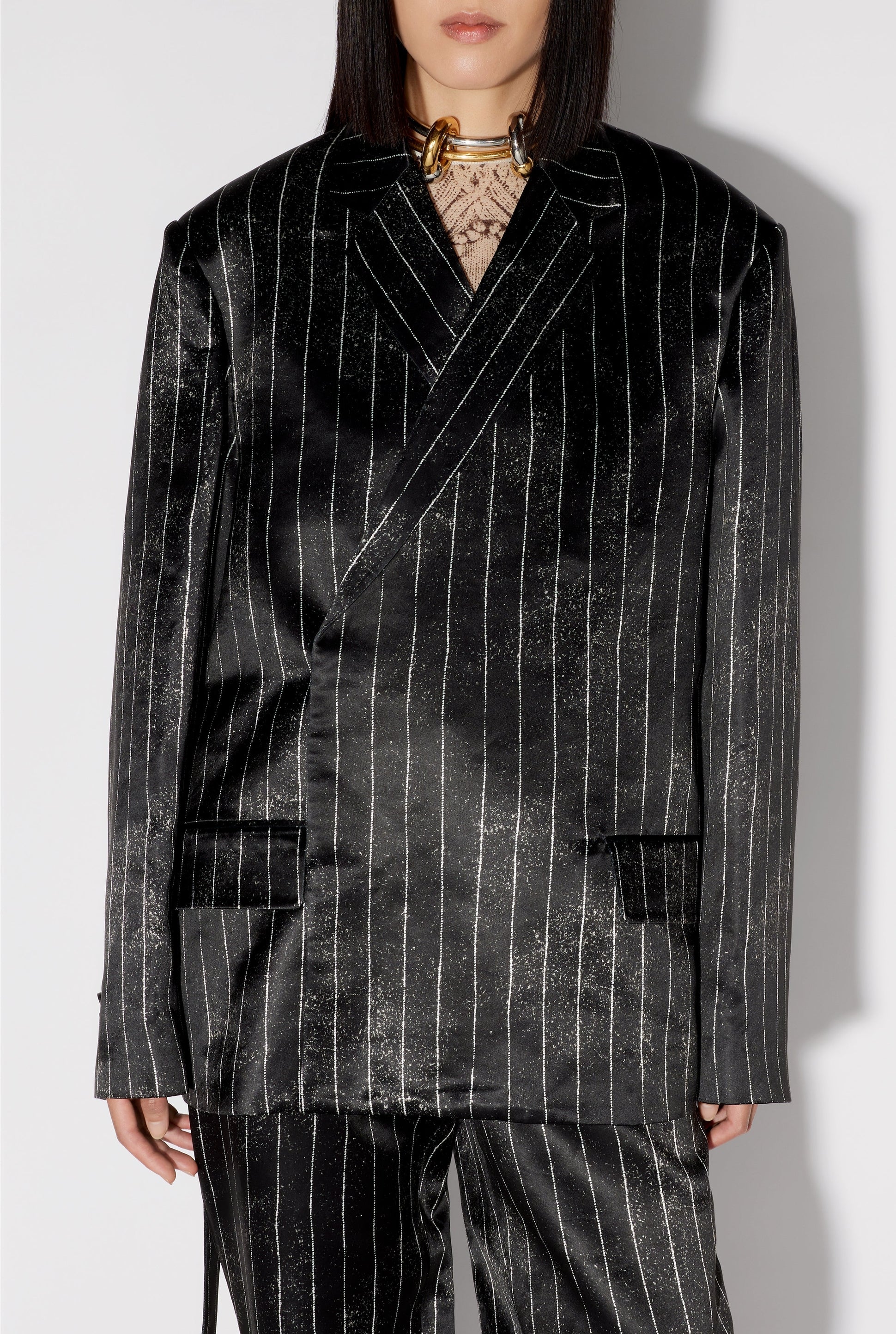 Veste imprimée en satin - Black & White