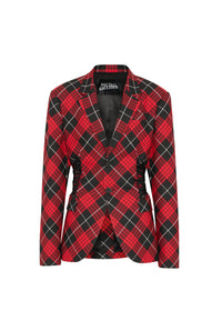 Blazer à motif tartan imprimée - Red & Black & White