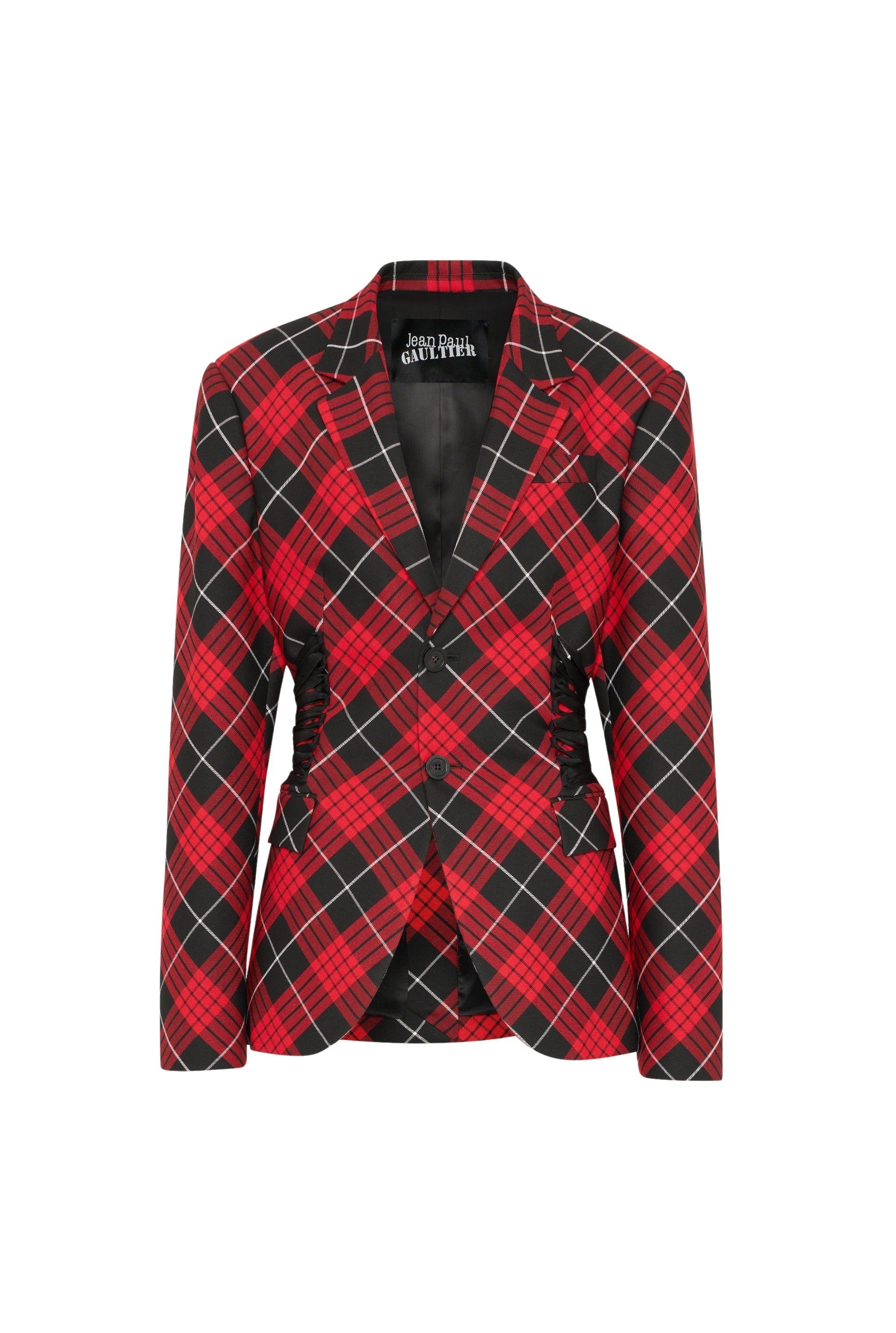 Blazer à motif tartan imprimée - Red & Black & White