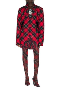 Blazer à motif tartan imprimée - Red & Black & White