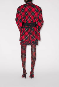 Blazer à motif tartan imprimée - Red & Black & White