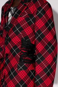 Blazer à motif tartan imprimée - Red & Black & White