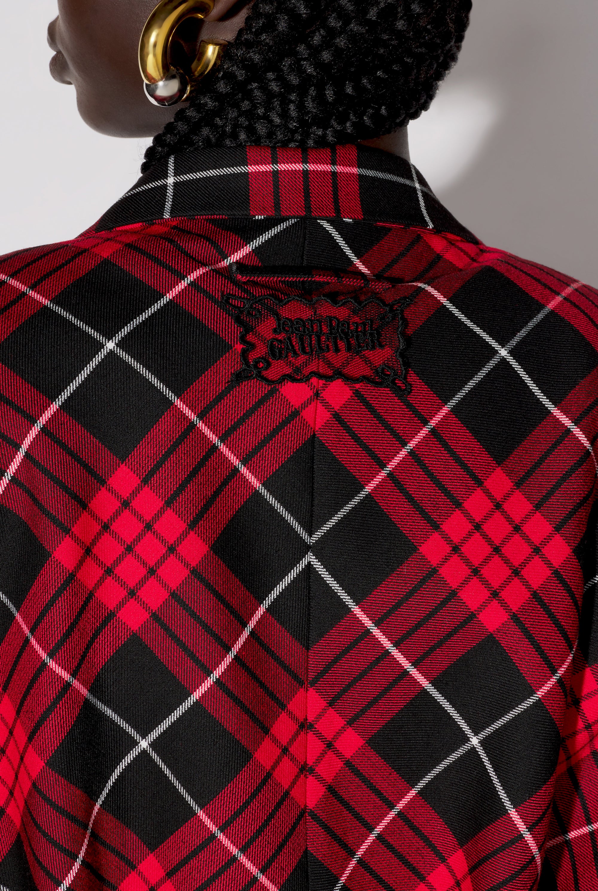 Blazer à motif tartan imprimée - Red & Black & White