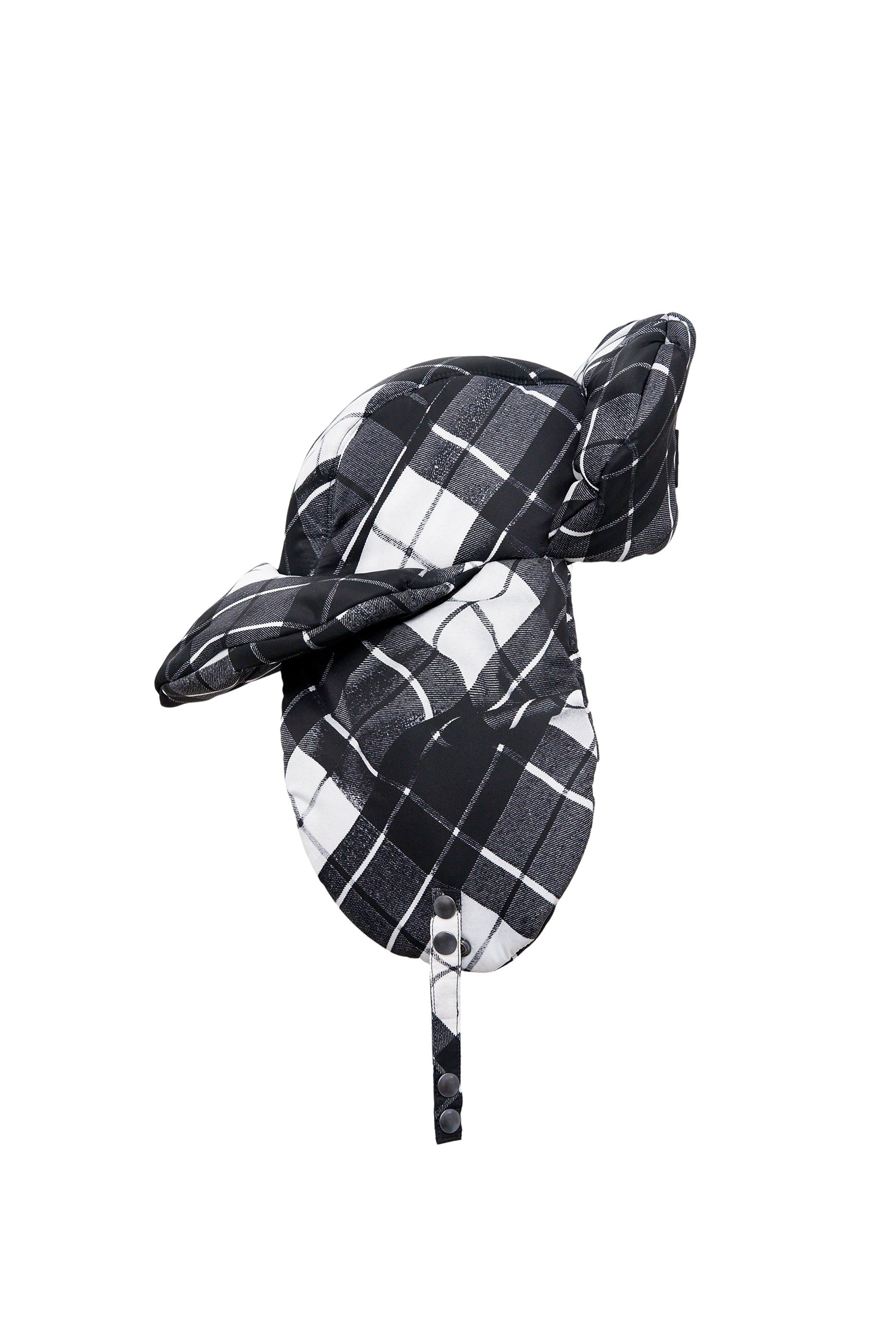 Chapka à motif tartan imprimée - Black & Grey & White