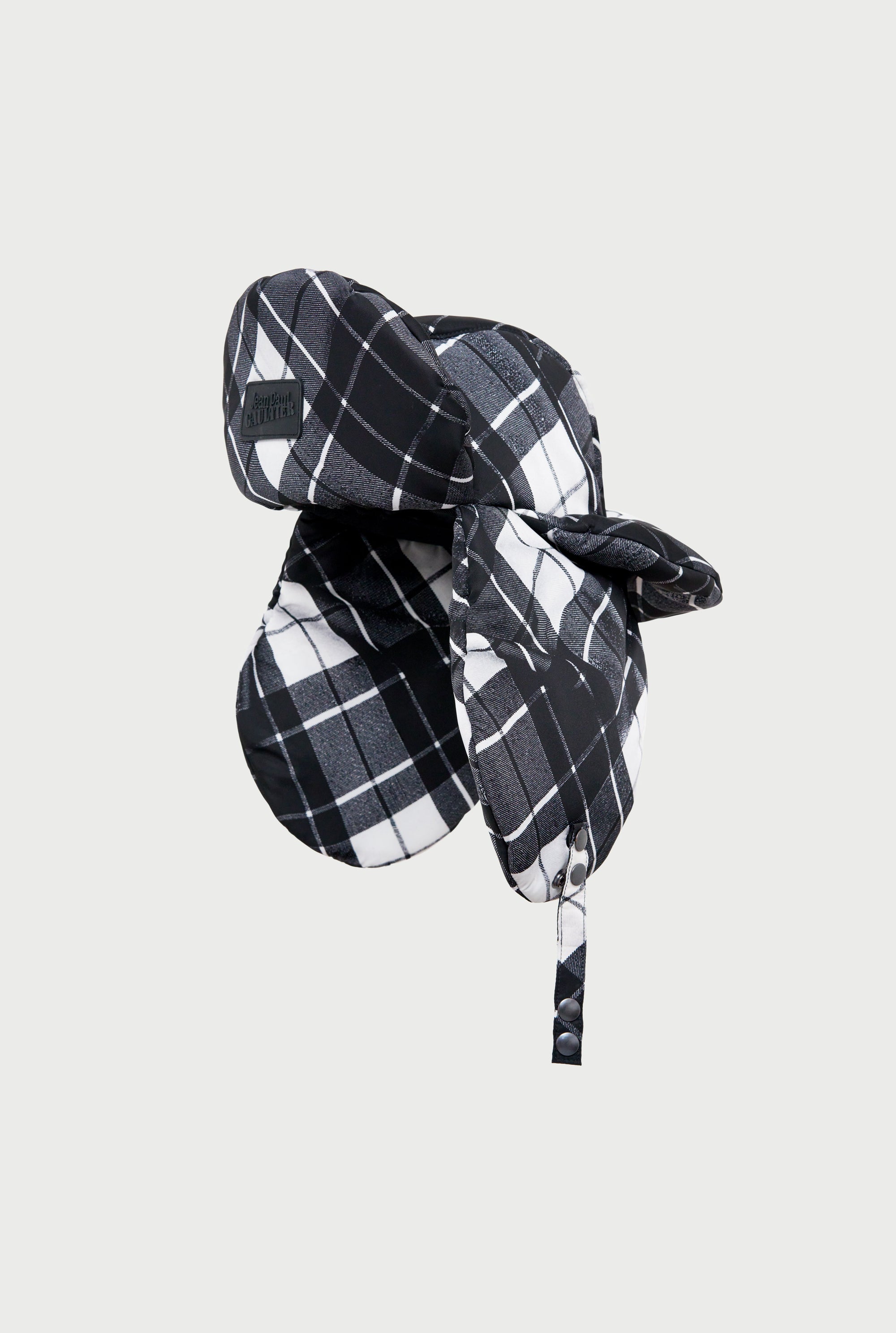 Chapka à motif tartan imprimée - Black & Grey & White