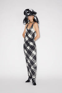 Chapka à motif tartan imprimée - Black & Grey & White