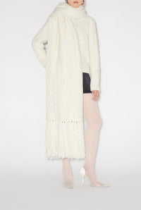 Écharpe brodée en laine - Cream