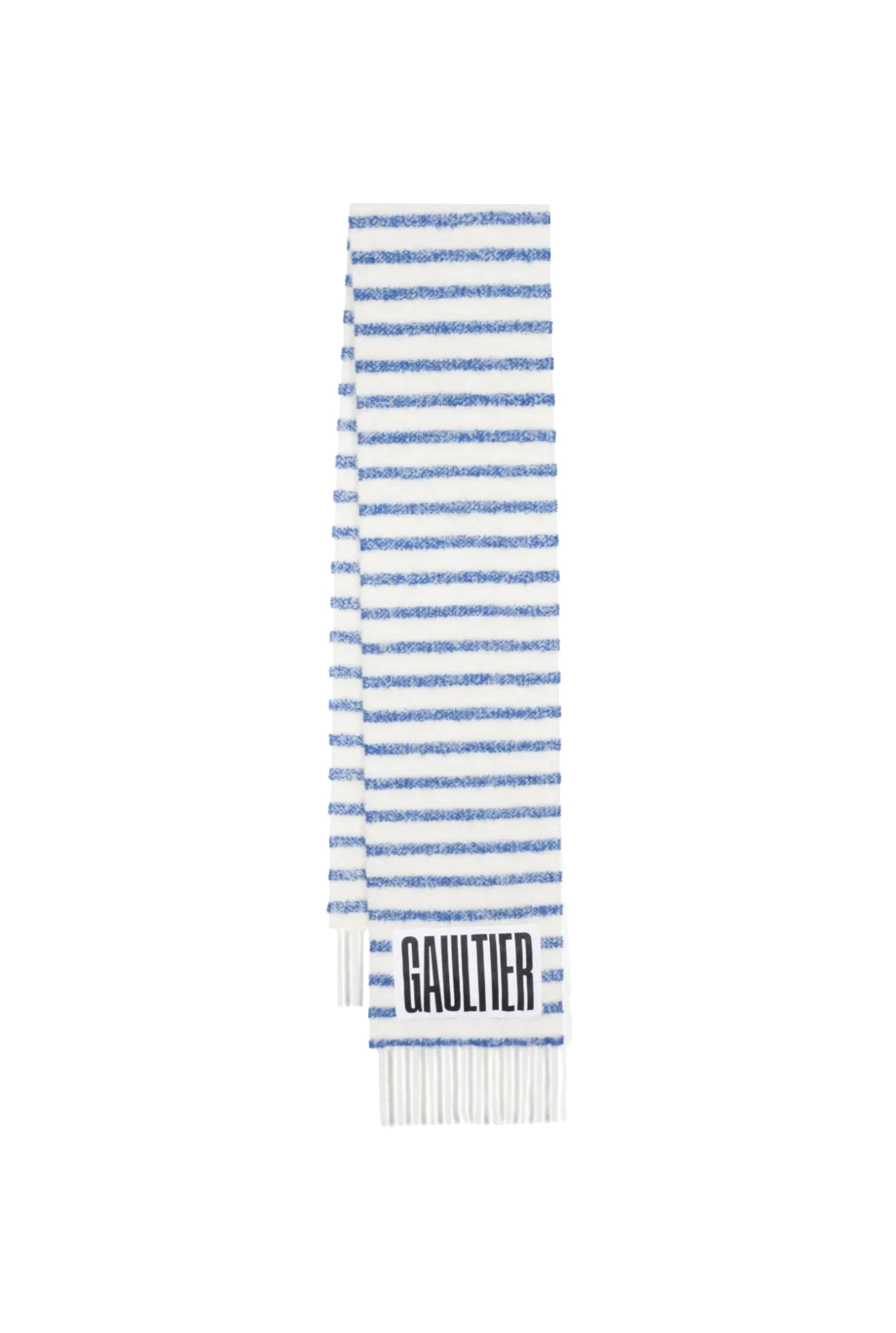 Écharpe unisexe marinière en laine - White & Blue