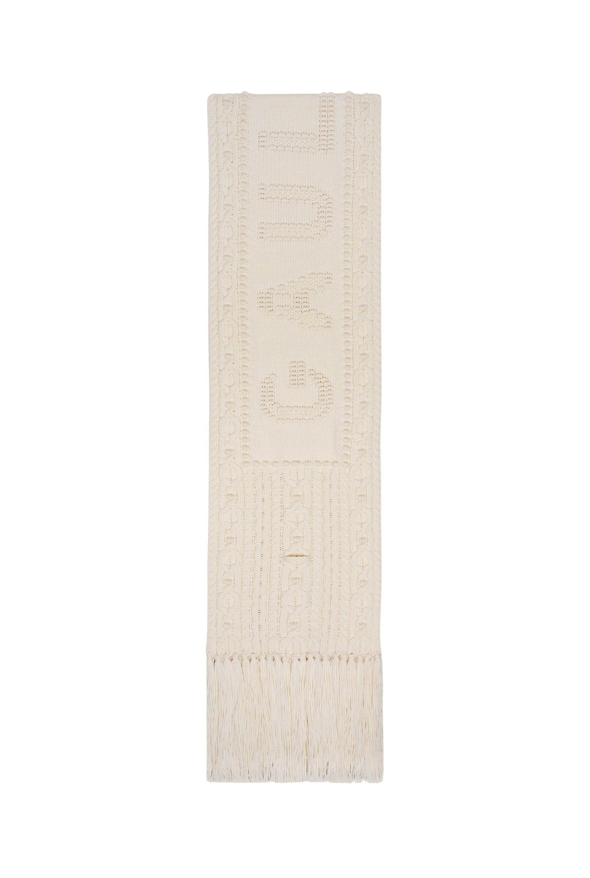 Écharpe brodée en laine - Cream