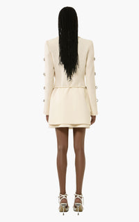 Short slit skirt in wool - White