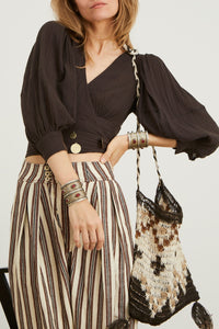 Blouse courte Gin croisée - Dark Brown