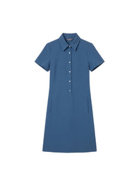 Robe polo courte en soie mélangée - Medium Denim
