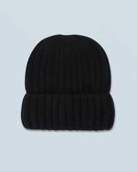 NOIR / NEW / QTY : 131 / Bonnet à Revers à Côtes - Noir