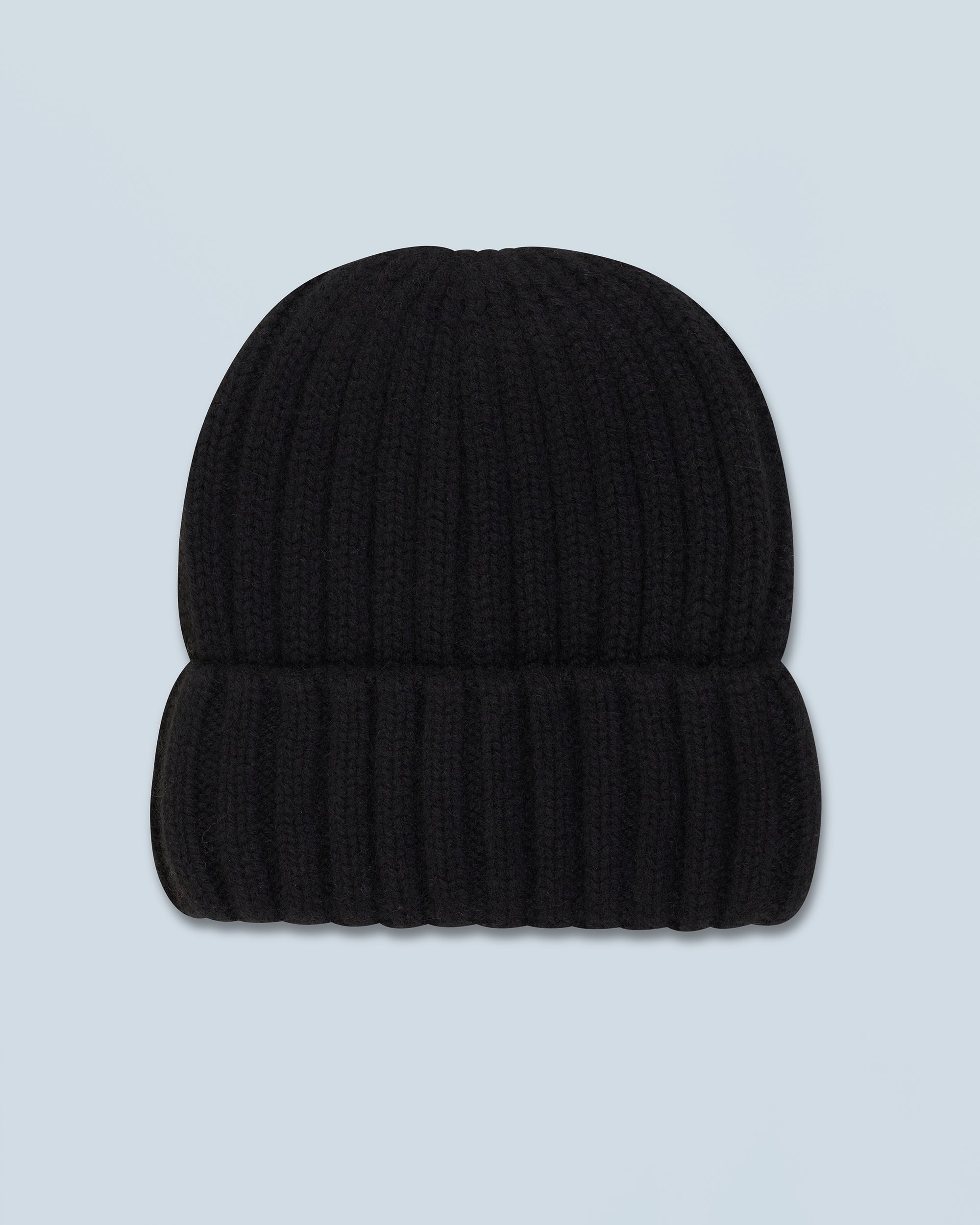 NOIR / NEW / QTY : 131 / Bonnet à Revers à Côtes - Noir