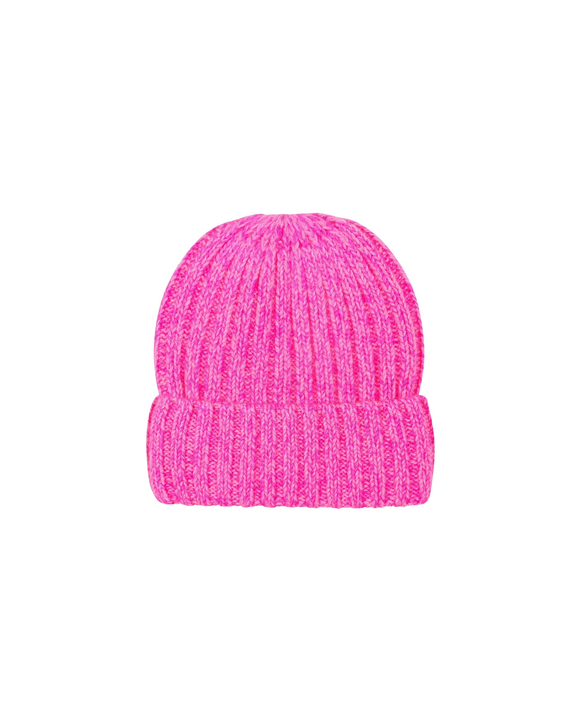 Cashmere hat with lapels - Bright Pink