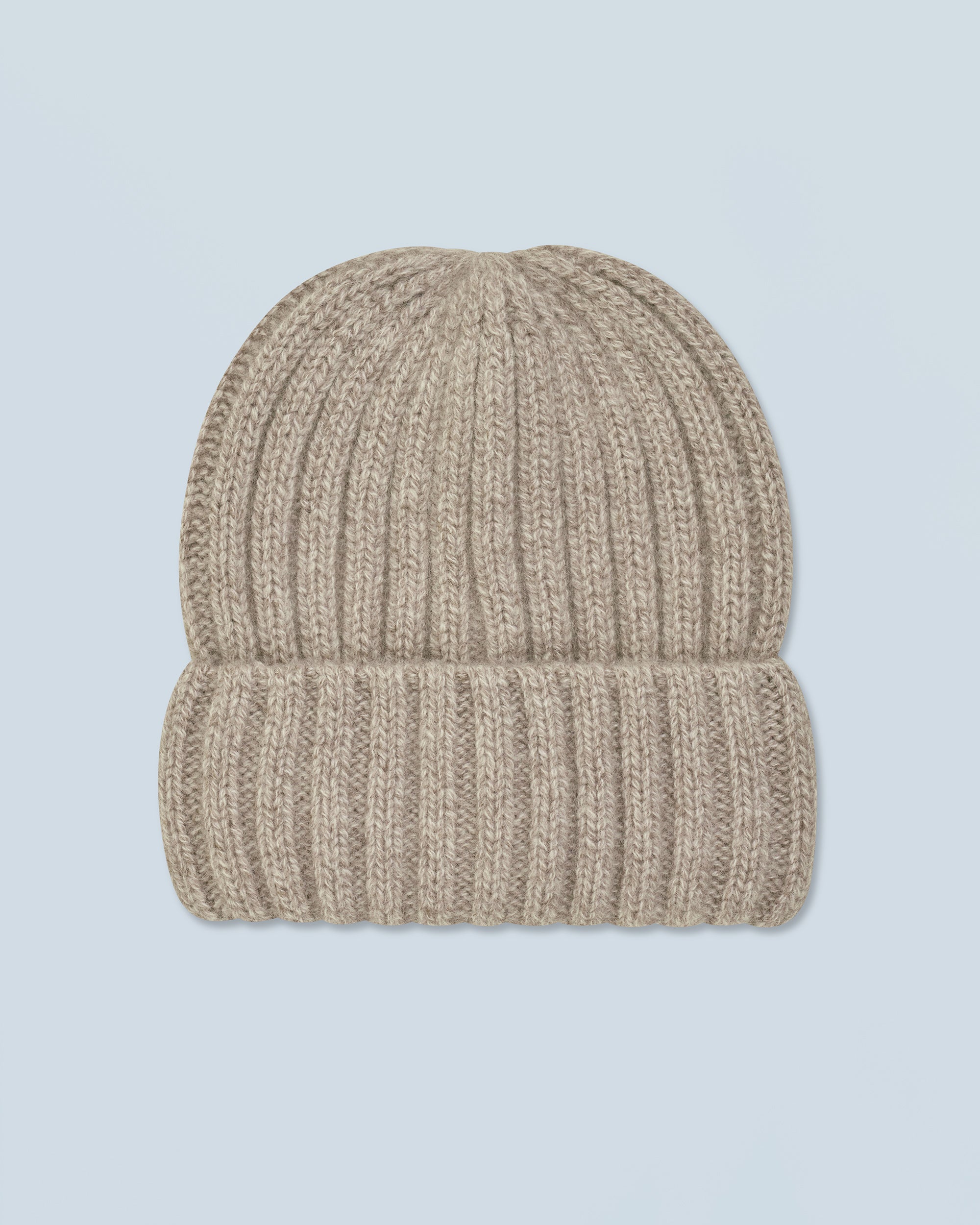 TAUPE MOULINE / NEW / QTY : 50 / Bonnet à Revers à Côtes - Taupe Mouline