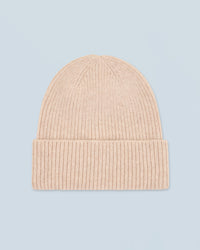 BEIGE CHINÉ / NEW / QTY : 42 / Bonnet à Revers à Petites Côtes - Beige Chiné