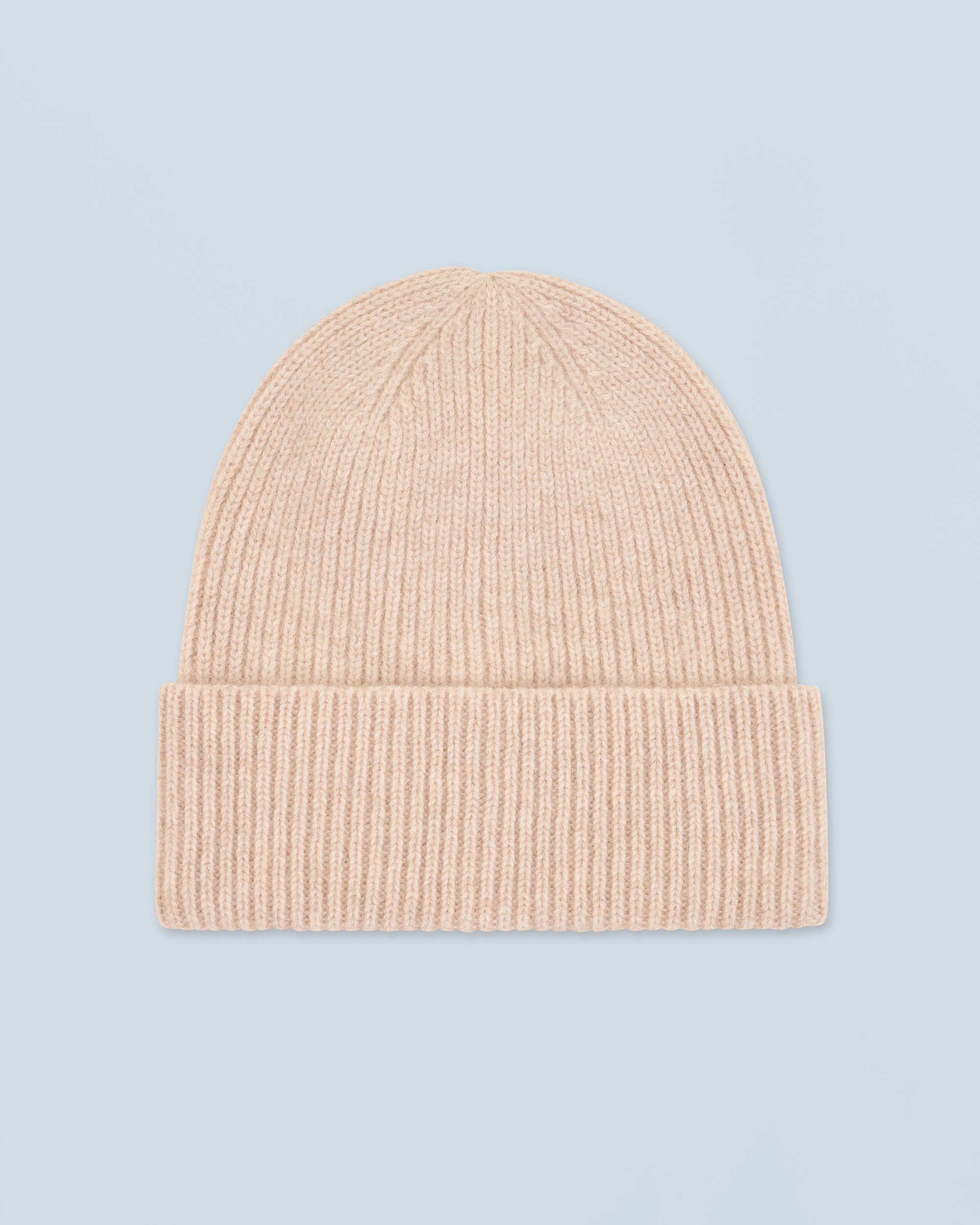 BEIGE CHINÉ / NEW / QTY : 42 / Bonnet à Revers à Petites Côtes - Beige Chiné