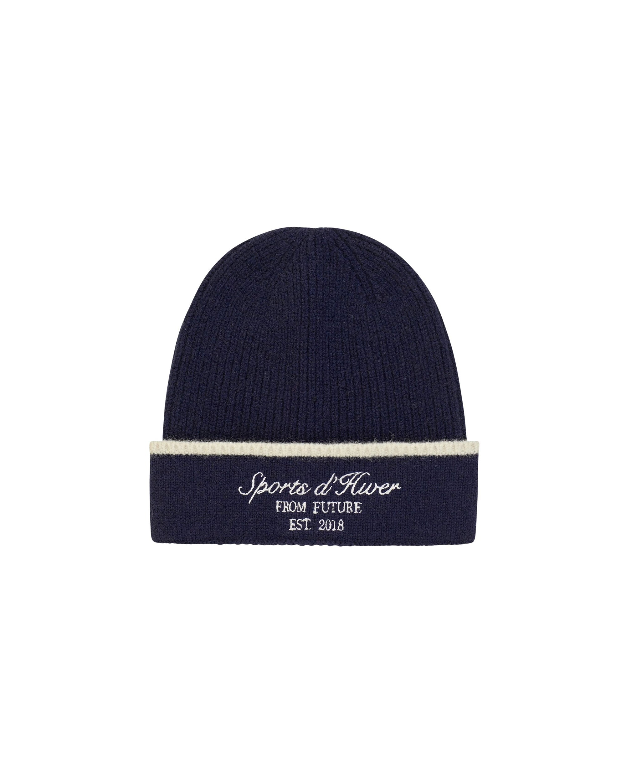 Bonnet à revers en cachemire - Navy