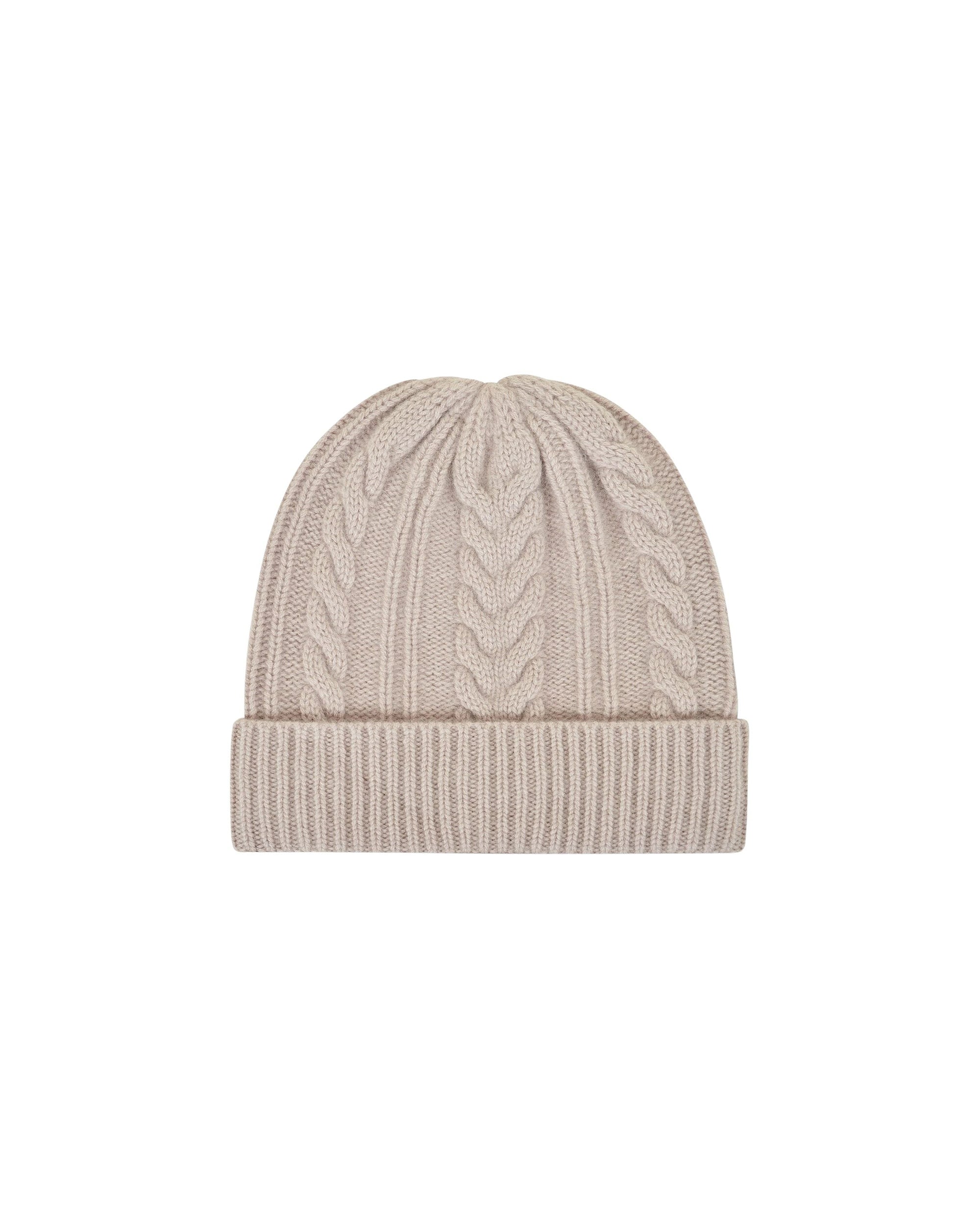 Cashmere hat with lapels - Iced Sand