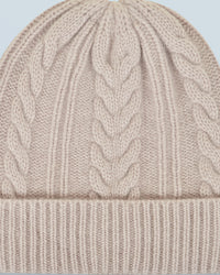 Cashmere hat with lapels - Iced Sand