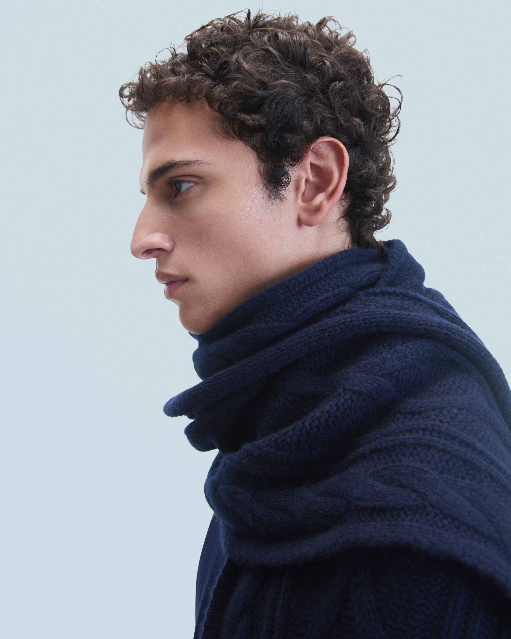 NAVY / NEW / QTY : 53 / Echarpe à Franges à Torsades - Navy