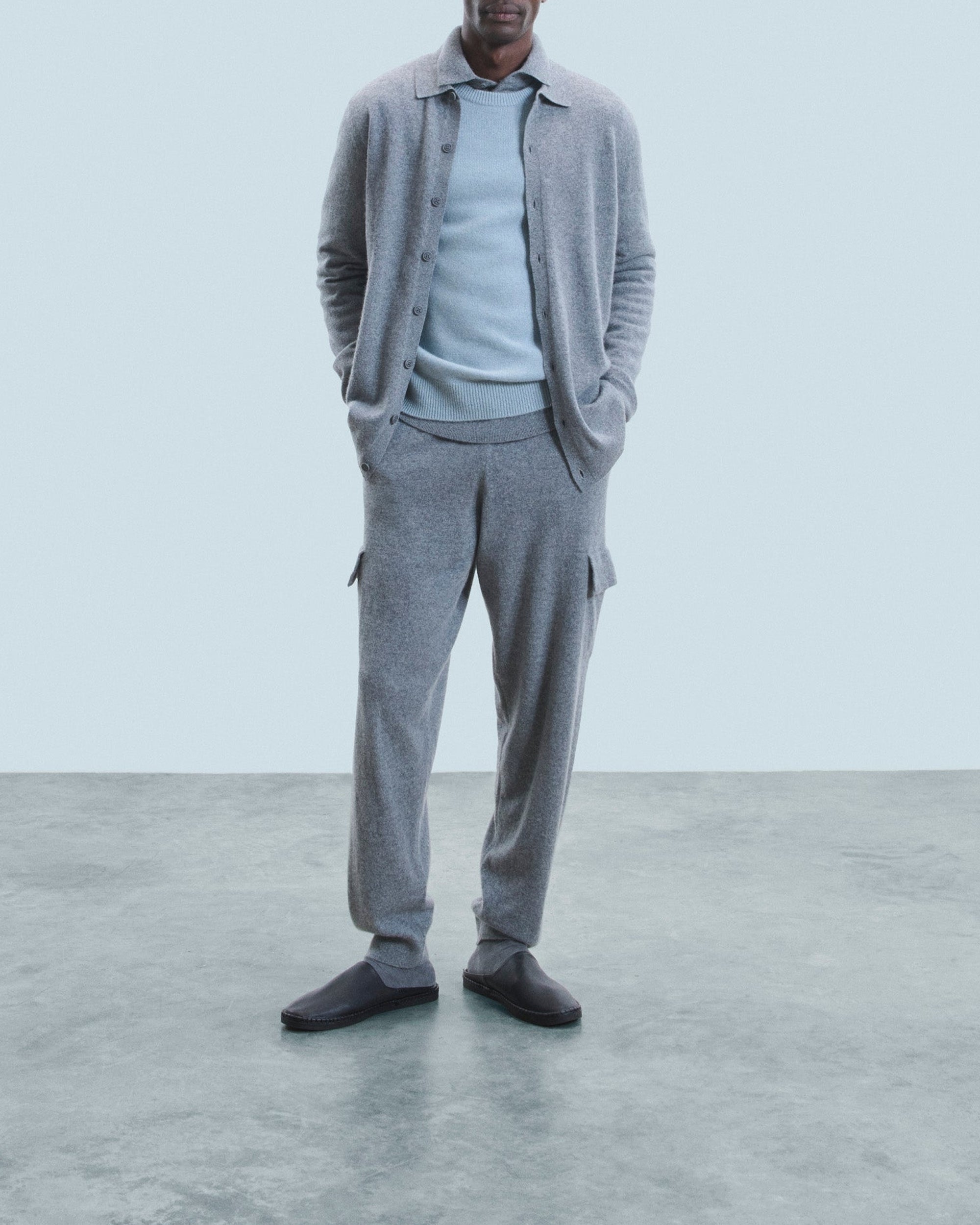 ZZ HORS LIGNE Chemise manches longues en cachemire - Gris Chiné Foncé
