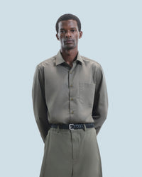 KAKI / NEW / QTY : 62 / Chemise Manches Longues Uni Broderie - Kaki