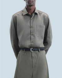 Chemise à manches longues brodée - Kaki