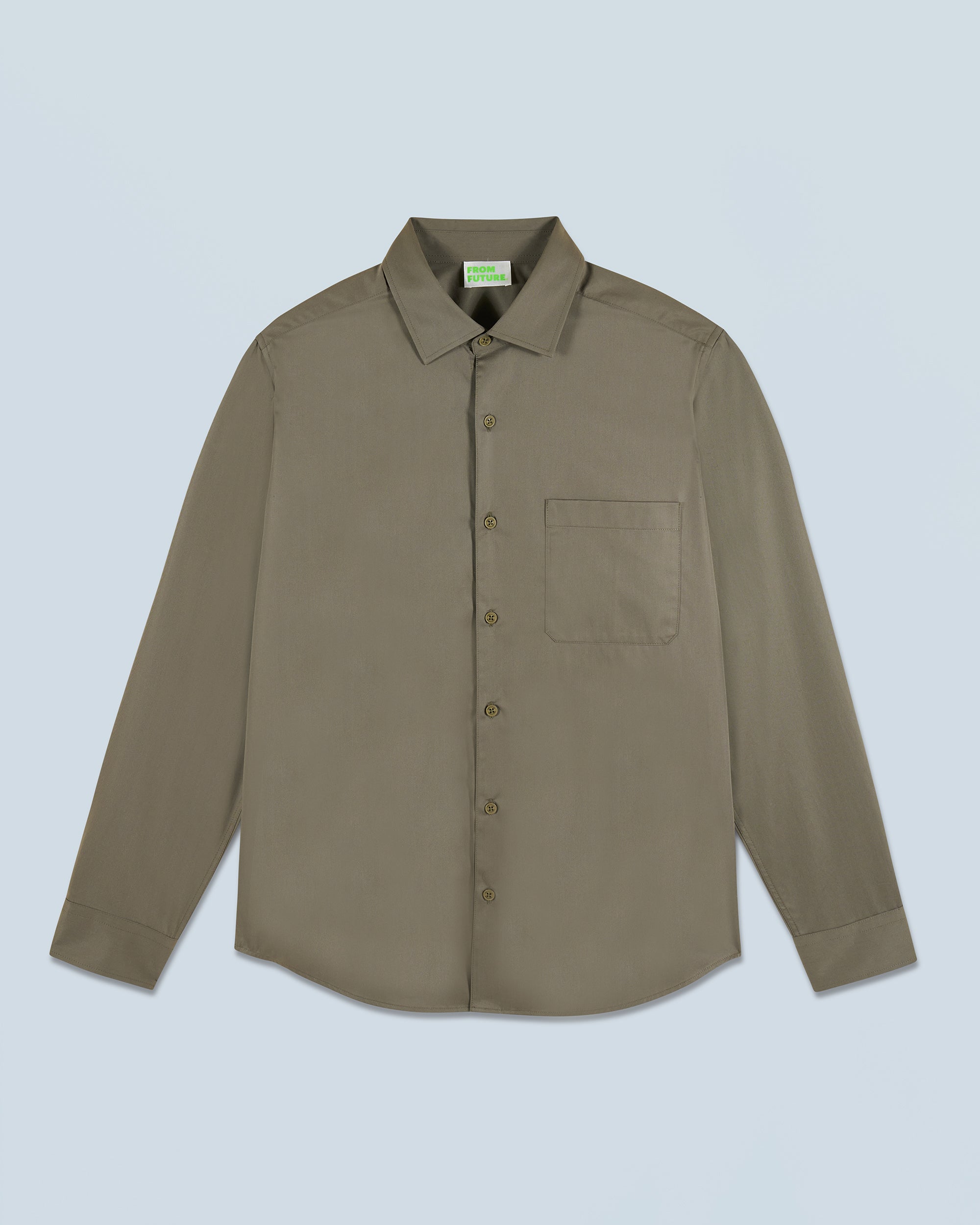 KAKI / NEW / QTY : 62 / Chemise Manches Longues Uni Broderie - Kaki