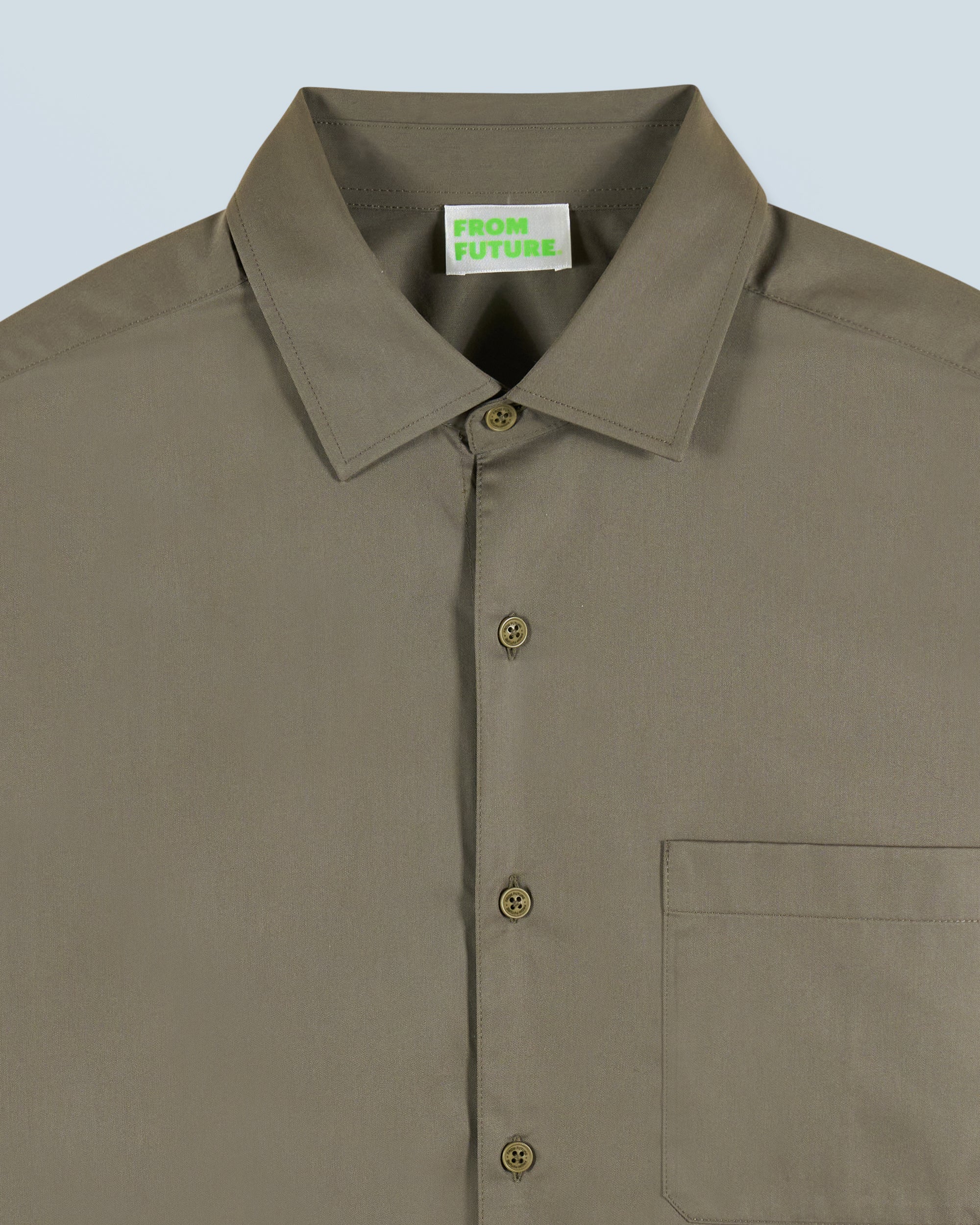 KAKI / NEW / QTY : 62 / Chemise Manches Longues Uni Broderie - Kaki
