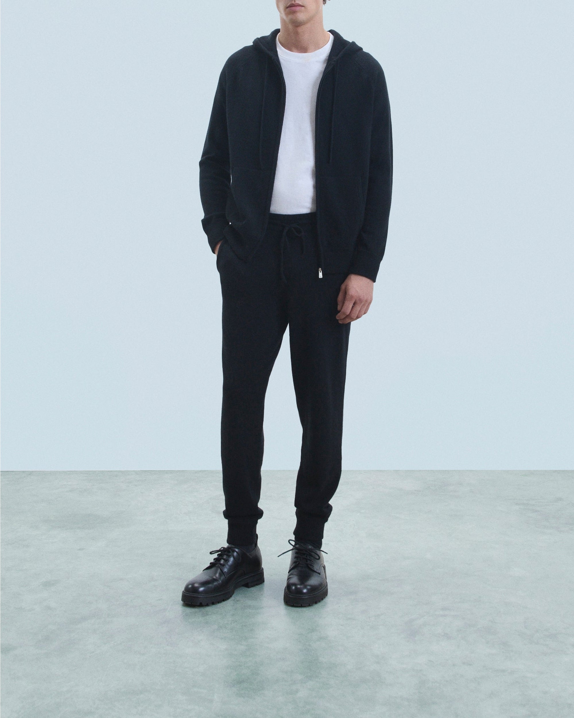 Pantalon de jogging droit en cachemire - Noir