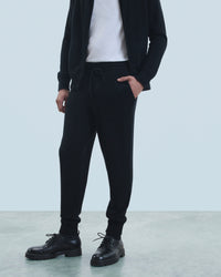 Pantalon de jogging droit en cachemire - Noir