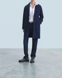 Manteau long double face en laine - Navy