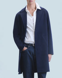 Manteau long double face en laine - Navy