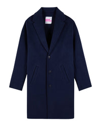 Manteau long double face en laine - Navy