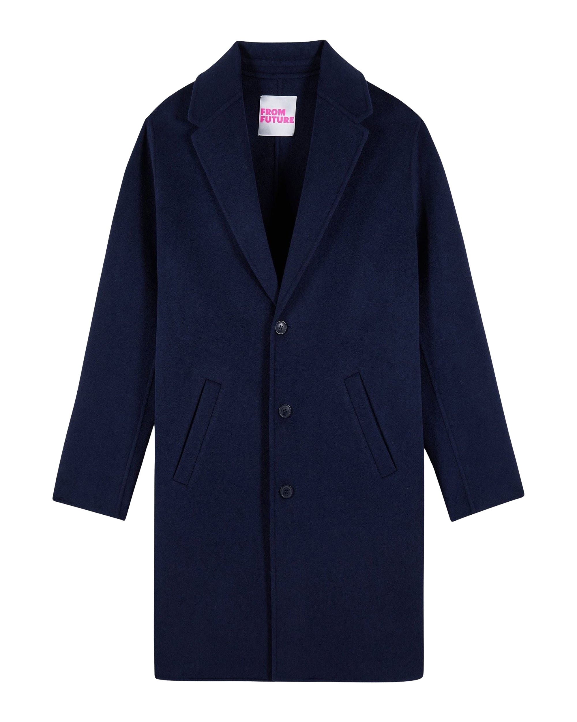 Manteau long double face en laine - Navy