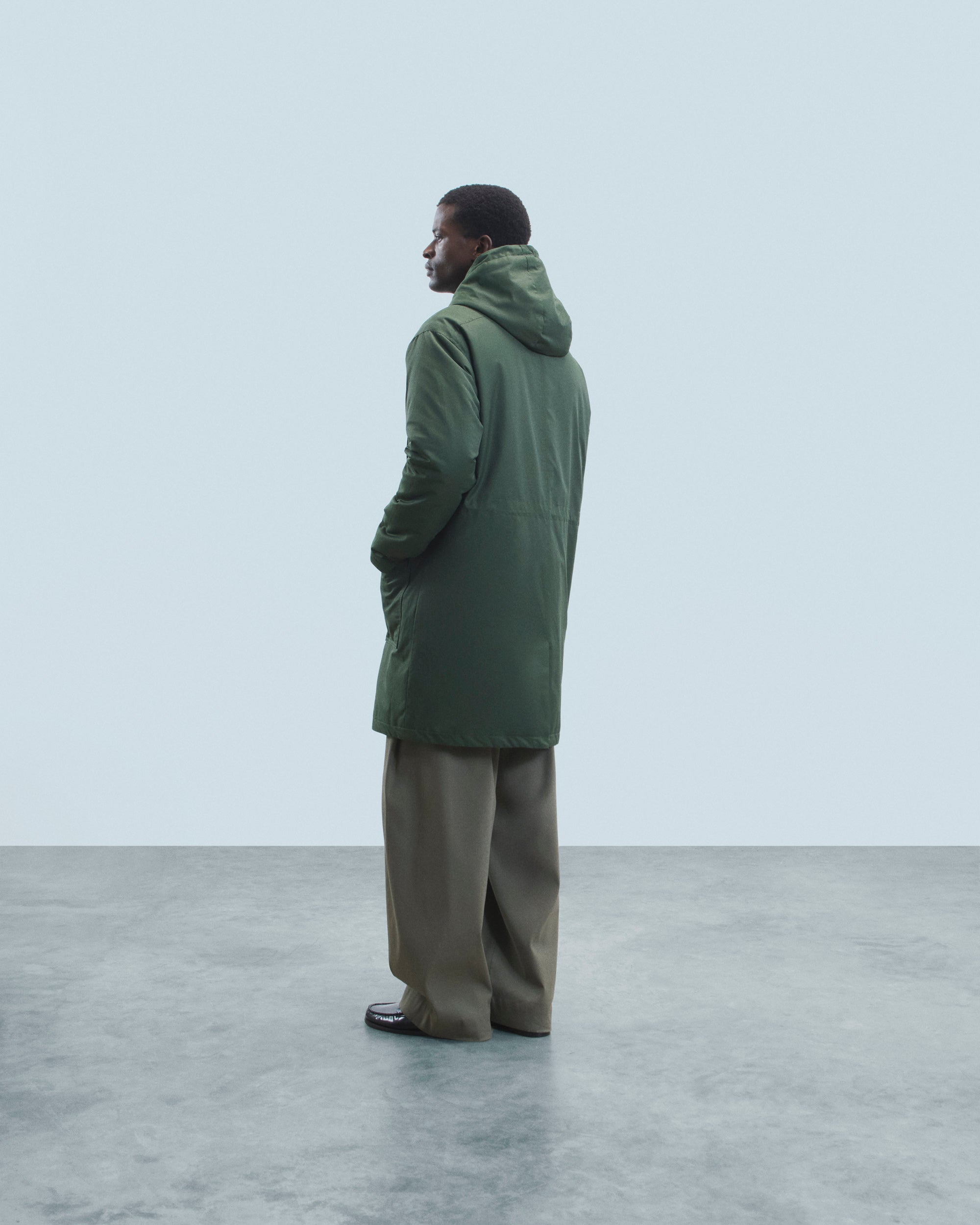 Parka zippée à capuche - Kaki