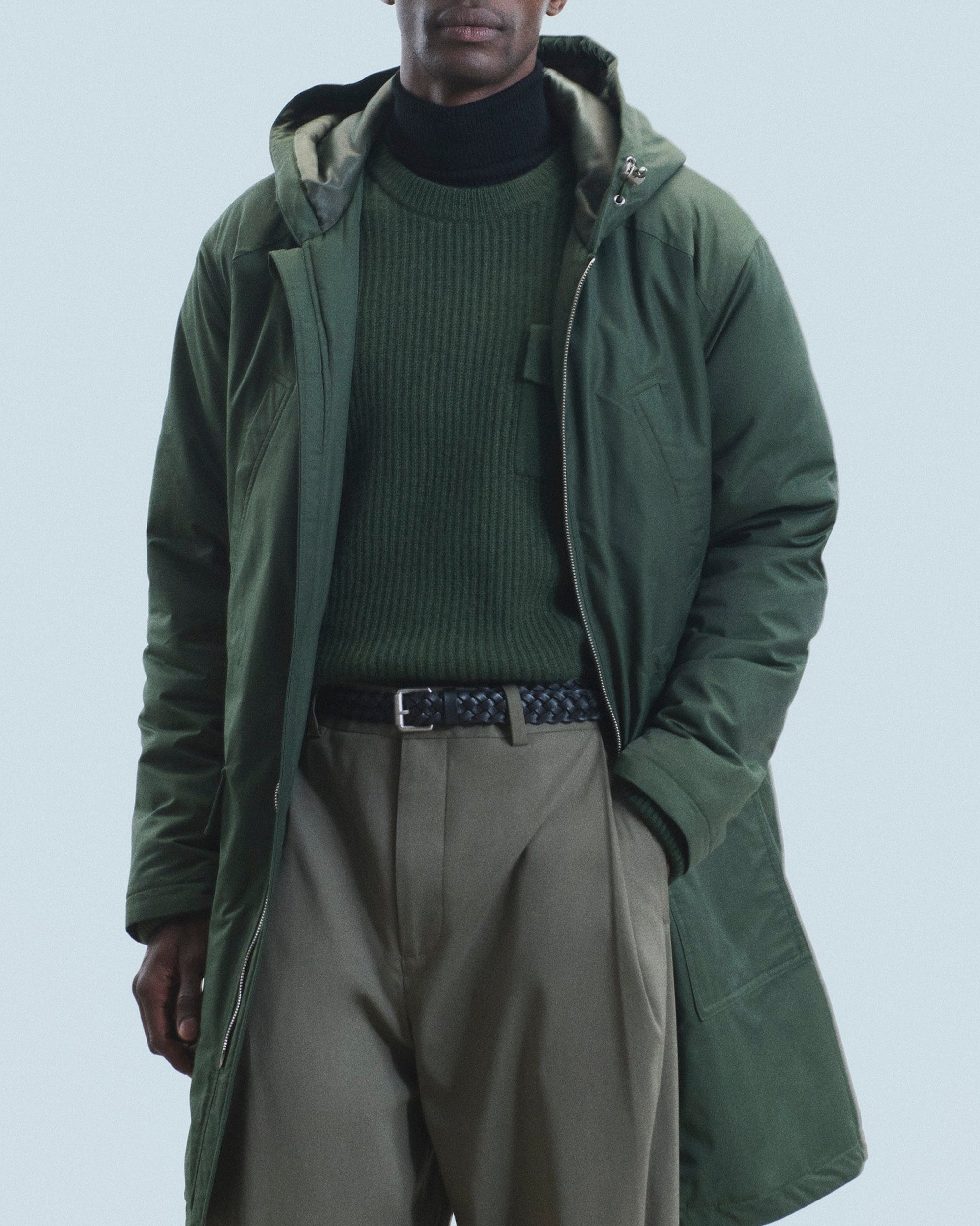 Parka zippée à capuche - Kaki