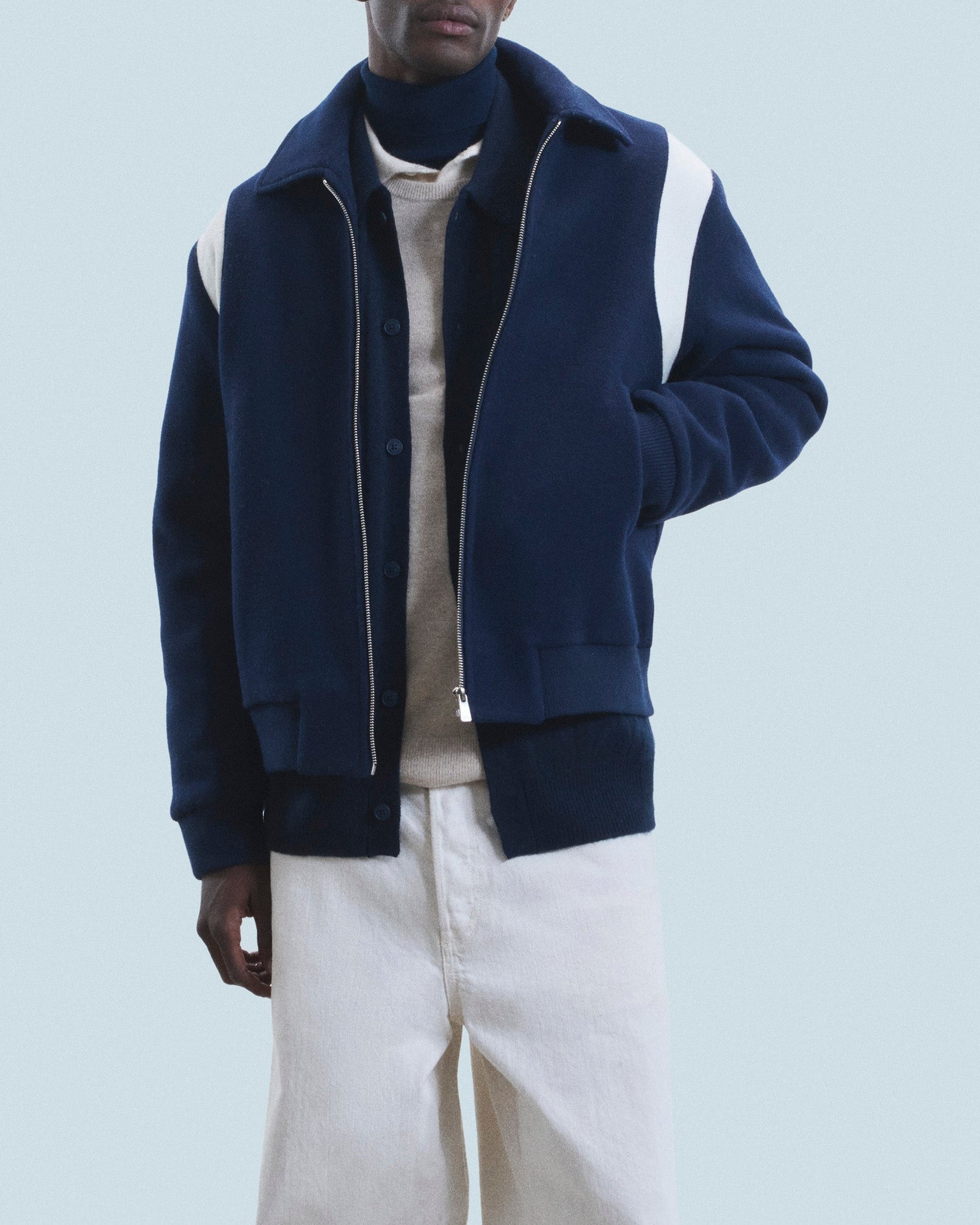 Veste teddy en laine - Navy