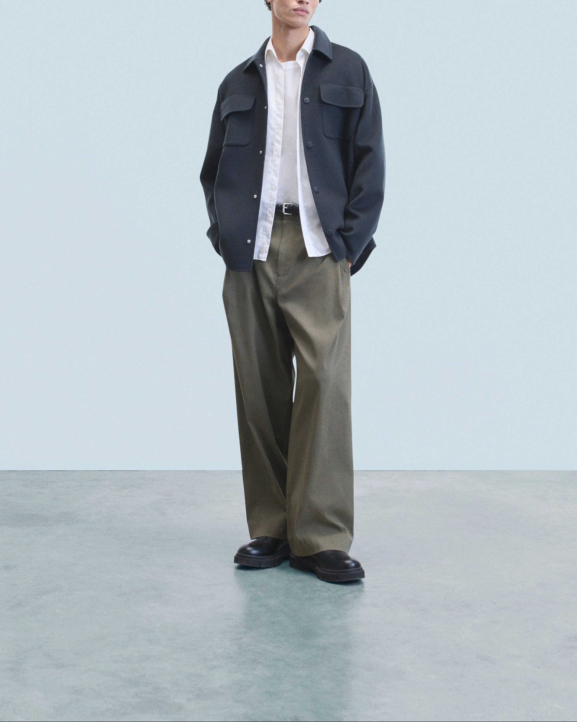 Veste à col chemise en laine - Anthracite