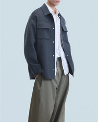Veste à col chemise en laine - Anthracite